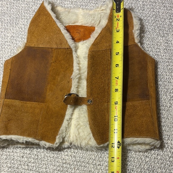1970s Sherpa Lined Suede Vest Kids Cowboy Cowgirl Halloween - Picture 4 of 9